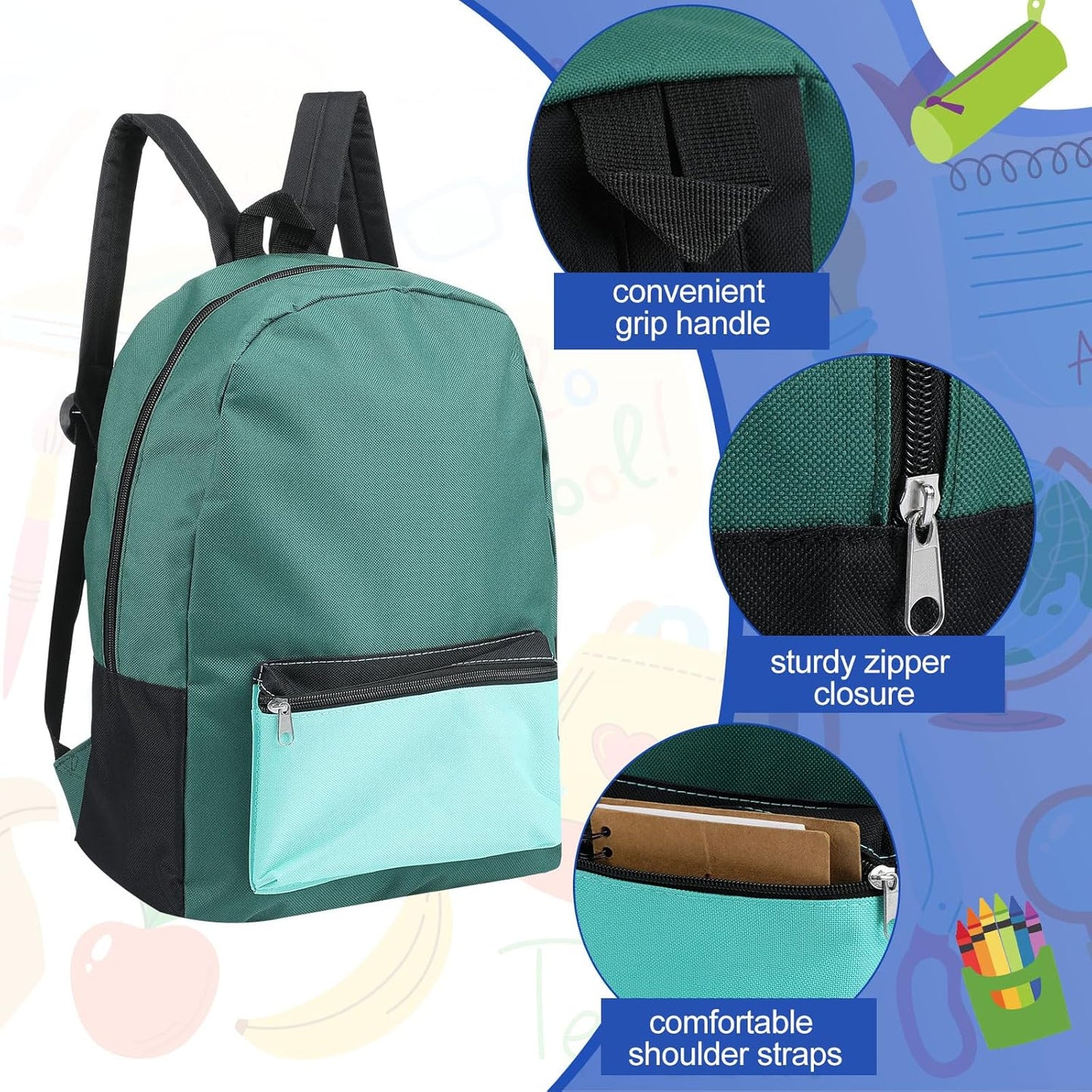 24 Pack Backpacks Bulk Backpack for School 17 Inch Bookbags Back