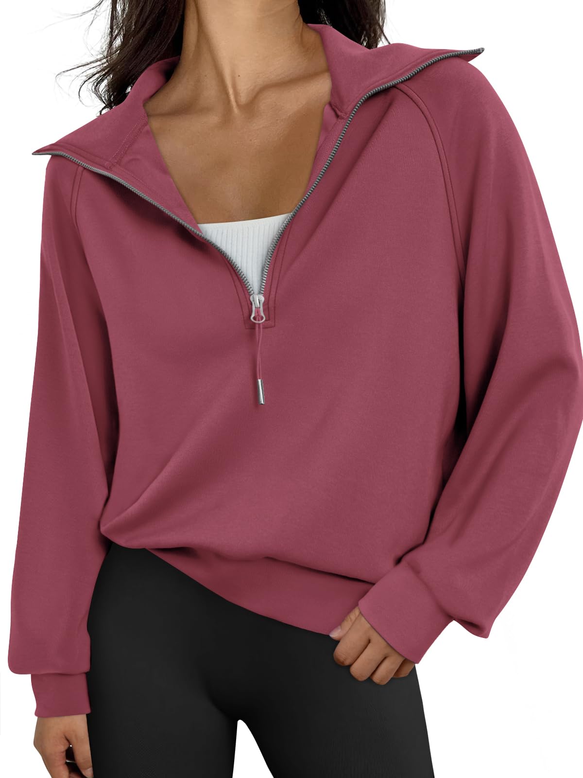 Womens Oversized Sweatshirts Half Zip Pullover Long
