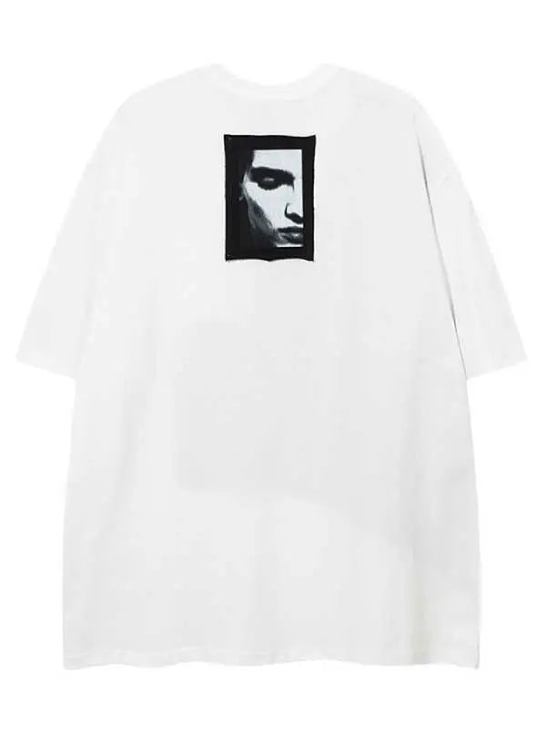 Colorblock Men's Pattern Printed Drop Shoulder T-Shirt
