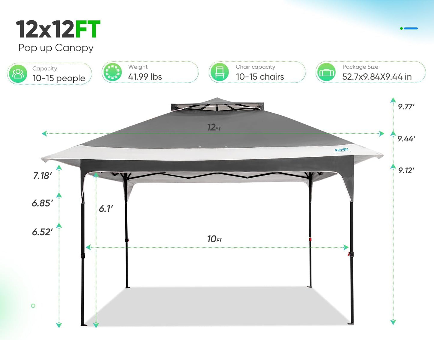 10x10FT Instant Canopy Tent – UV Protective Pop-Up Shelter for Backyard Patio or Camping