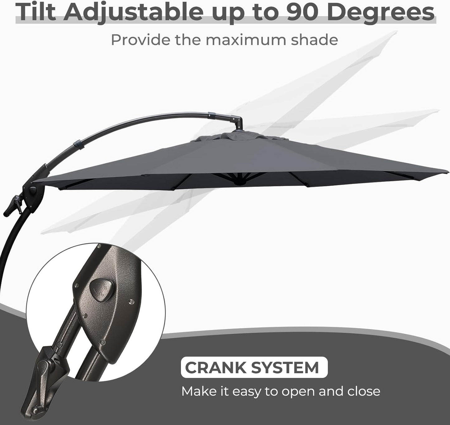12FT Outdoor Offset Cantilever Umbrella with Base Champagne