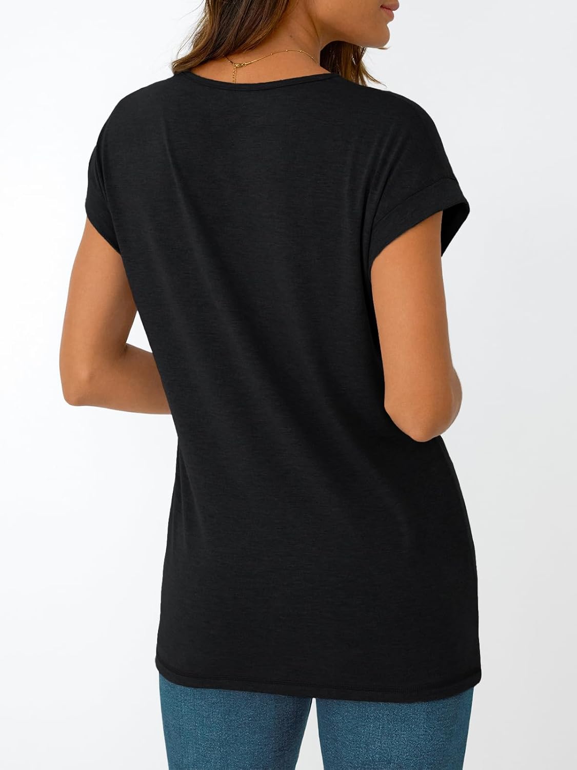 Womens Cap Short Sleeve T Shirts Summer Tops V Neck