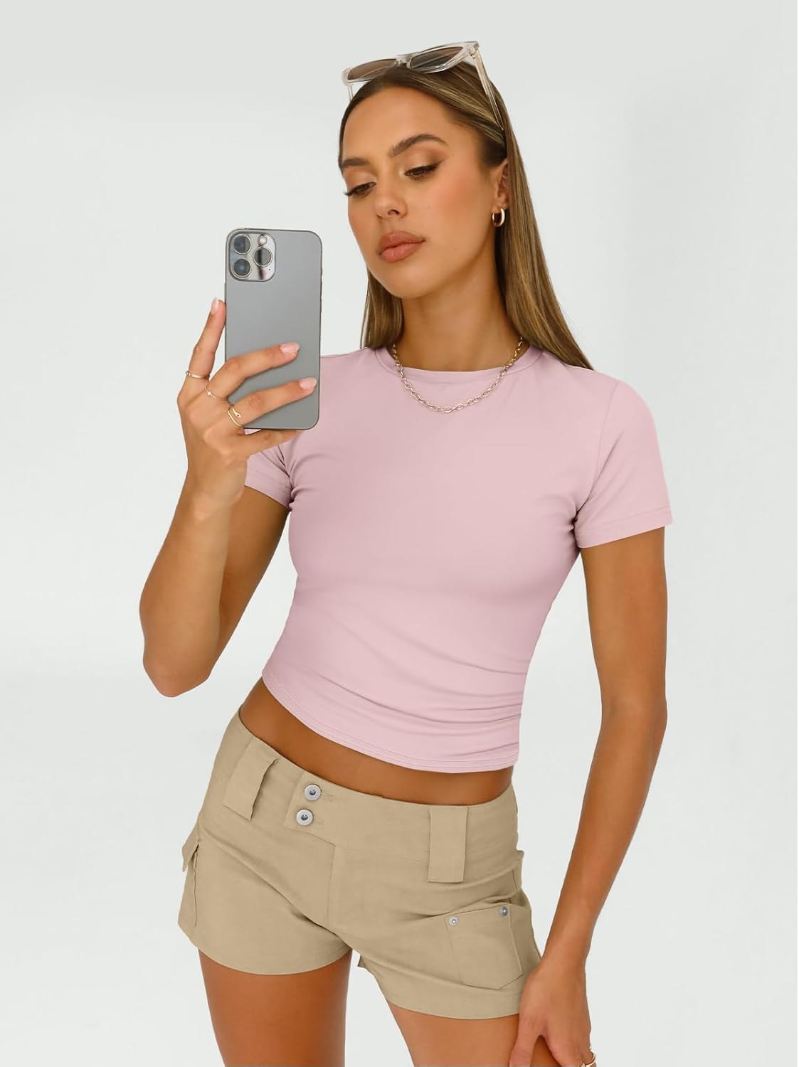 3 Piece Short Sleeve Shirts Basic Going Out Slim Fitted Crop Tops