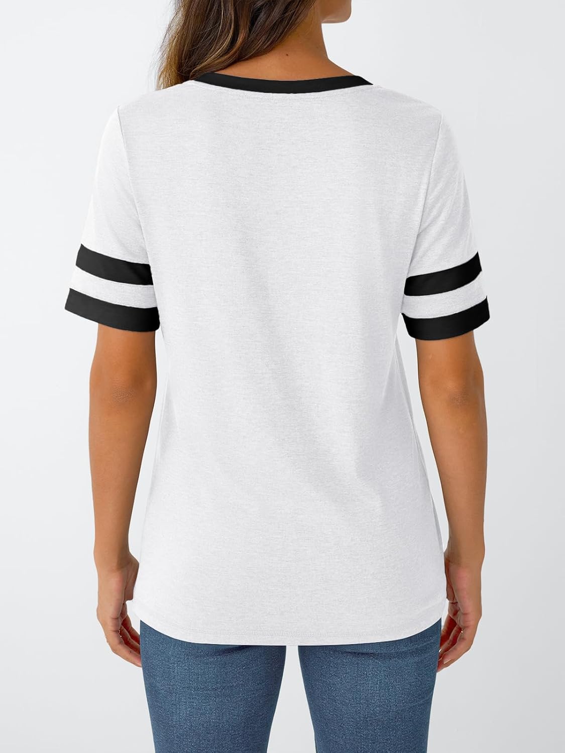 Women's Short Sleeve V Neck T Shirts Trendy Casual Spring Tops