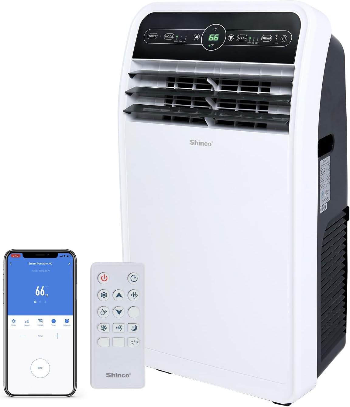 10,000 BTU Portable AC Wi-Fi Dehumidifier Fan Timer for 300 Sq.Ft with Window Kit