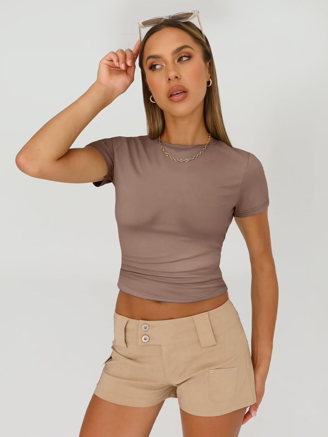 3 Piece Short Sleeve Shirts Basic Going Out Slim Fitted Crop Tops