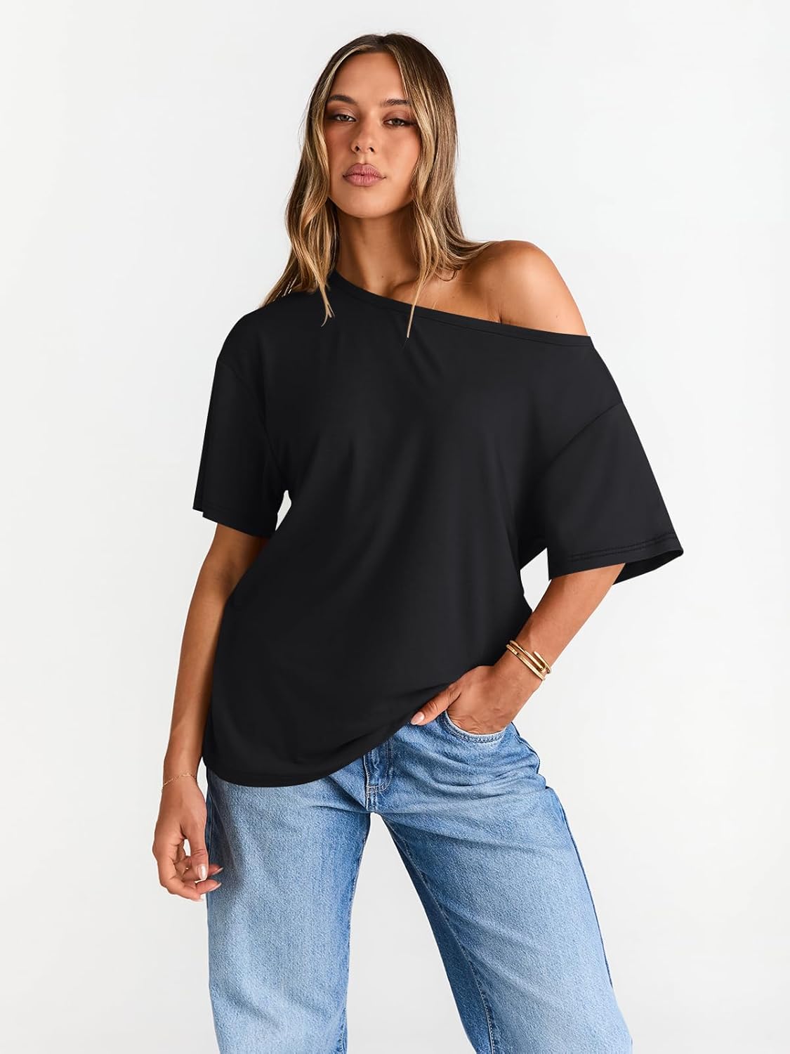 Womens Off The Shoulder Tops Oversized T-Shirts