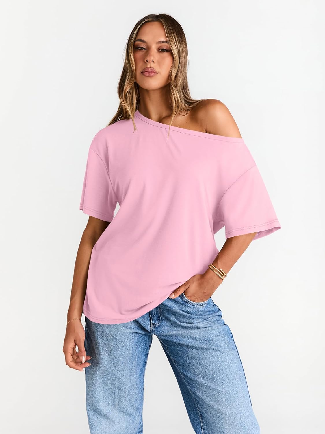 Womens Off The Shoulder Tops Oversized T-Shirts
