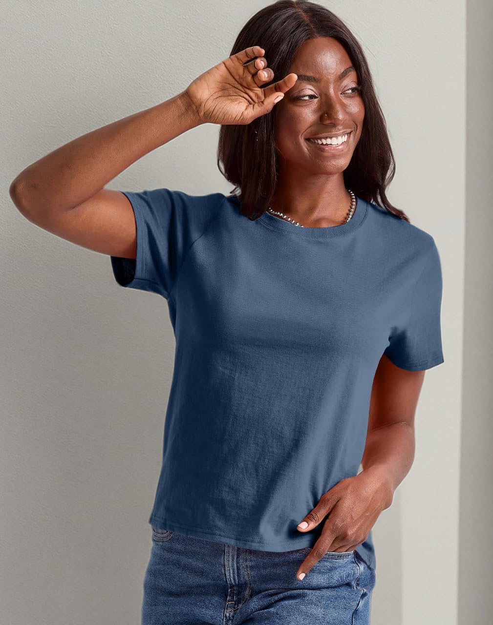 Cotton Crewneck Tee, Classic Fit T-Shirt for Women