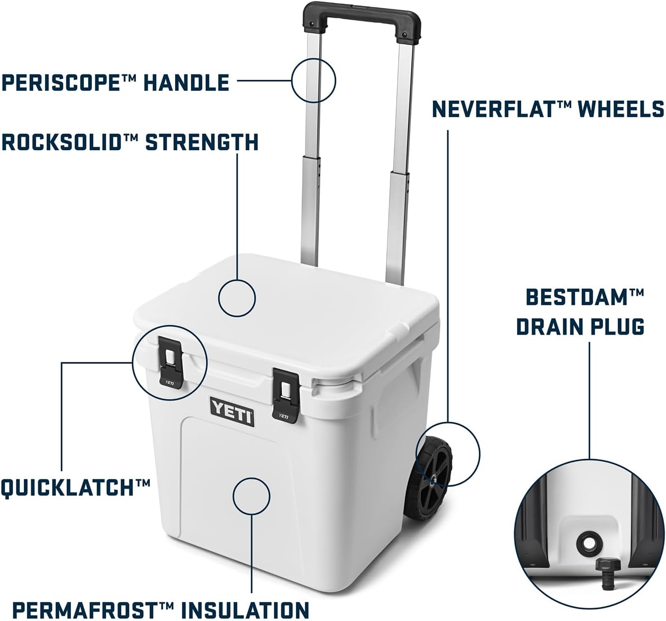 Roadie 48 Wheeled Cooler with Retractable Periscope Handle