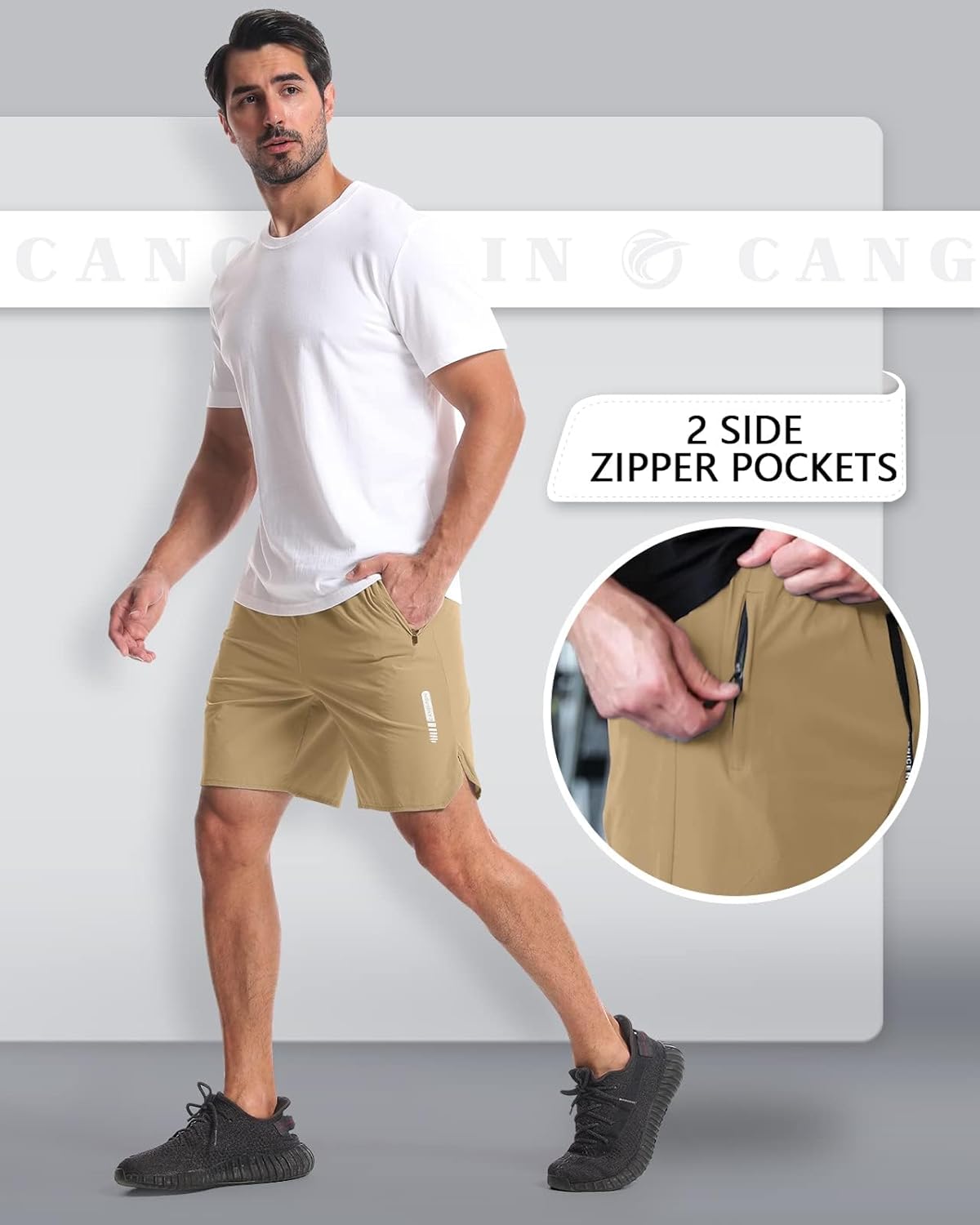2 Pack Mens Workout Athletic Shorts 7 inch Inseam Quick Dry Hiking Shorts Men Lightweight Sports Gym Shorts Running