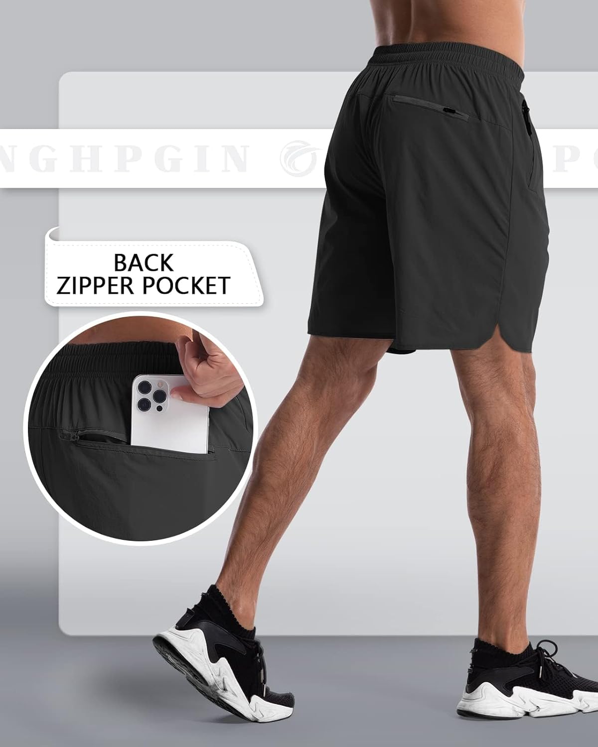 2 Pack Mens Workout Athletic Shorts 7 inch Inseam Quick Dry Hiking Shorts Men Lightweight Sports Gym Shorts Running