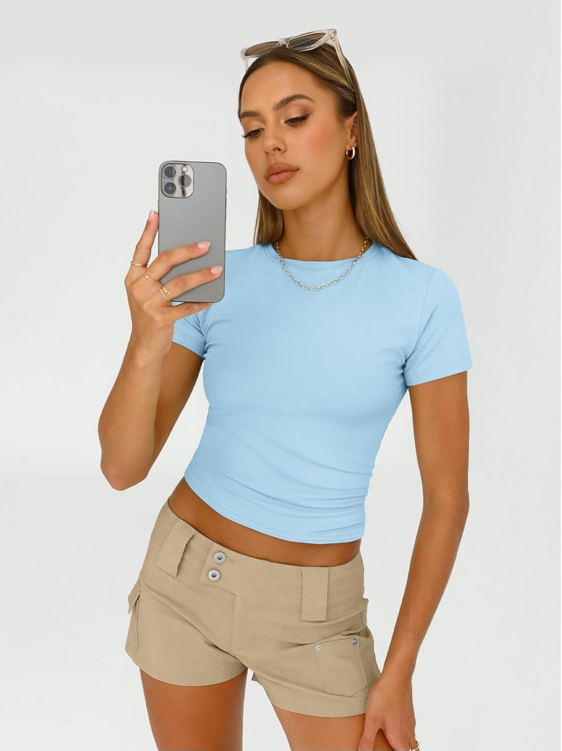 3 Piece Short Sleeve Shirts Basic Going Out Slim Fitted Crop Tops