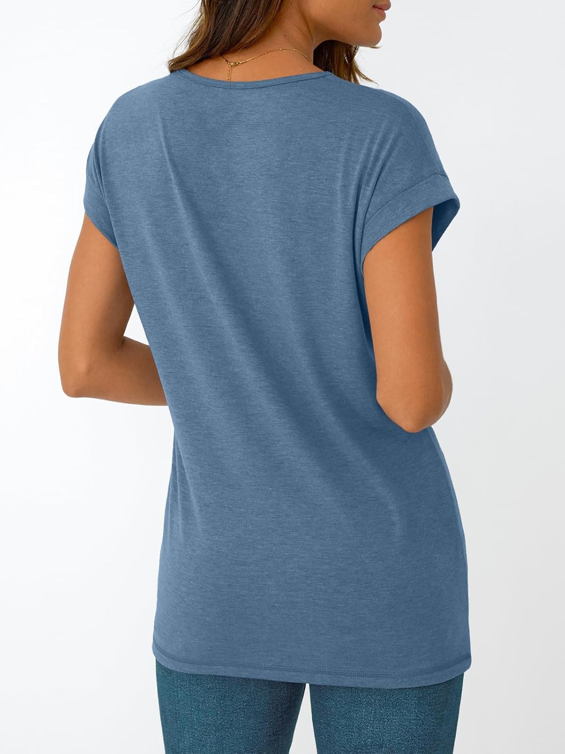 Womens Cap Short Sleeve T Shirts Summer Tops V Neck