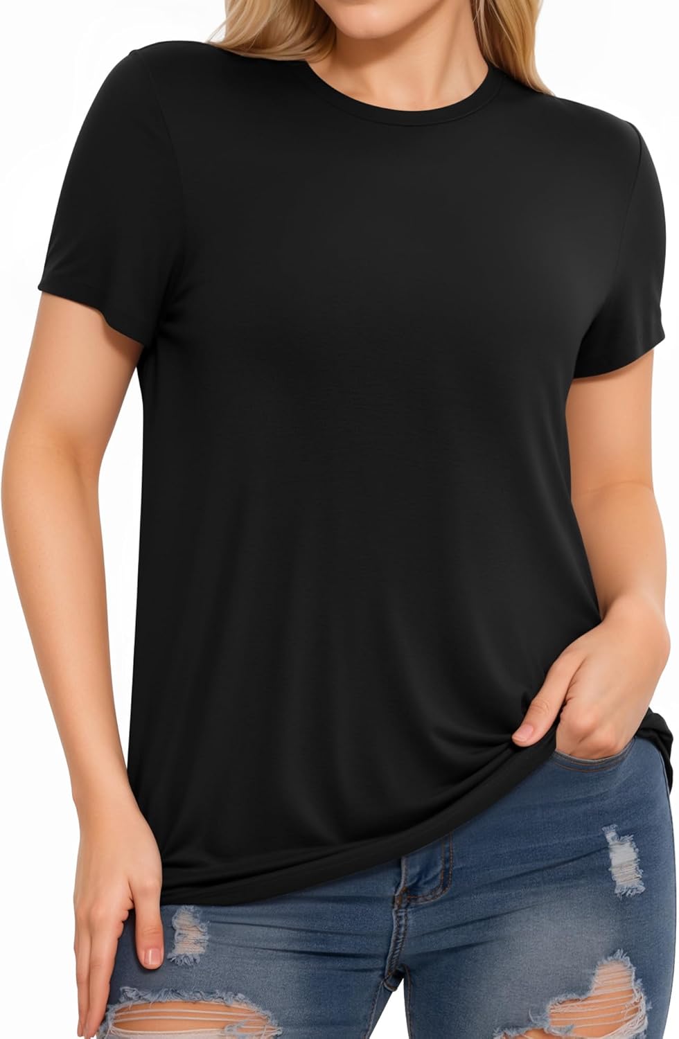 Short Sleeve Crew Neck Casual Shirts Basic Tee Summer Tops