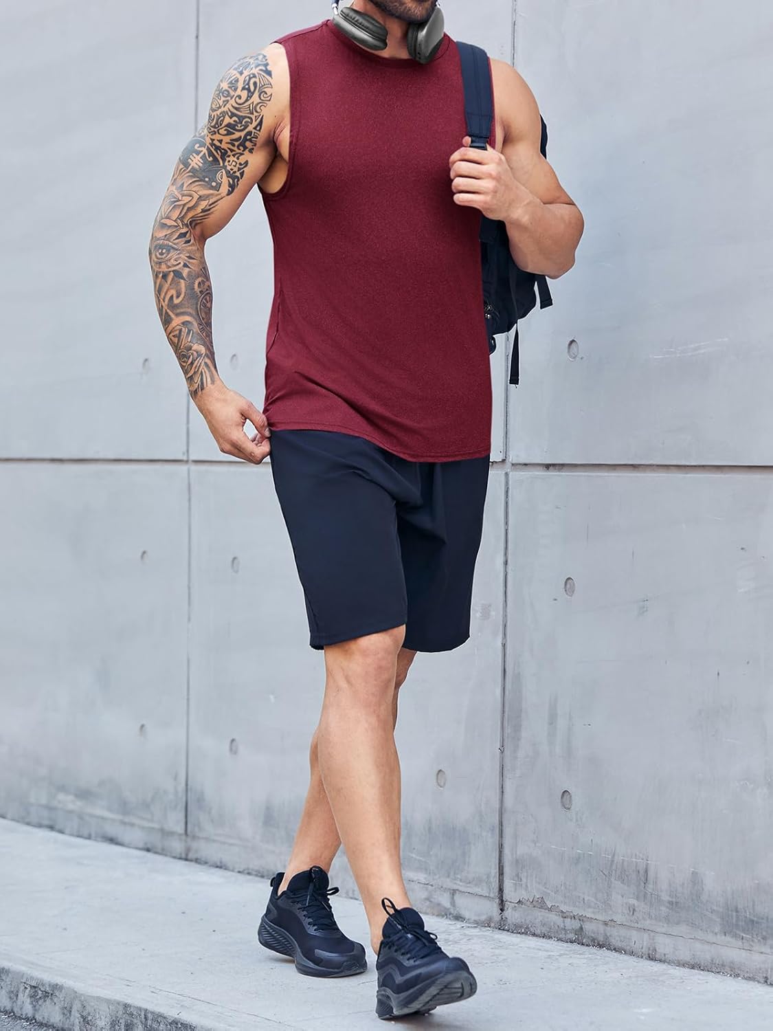 Men's Sleeveless Tank Tops Crewneck Solid Loose Fit Shirt