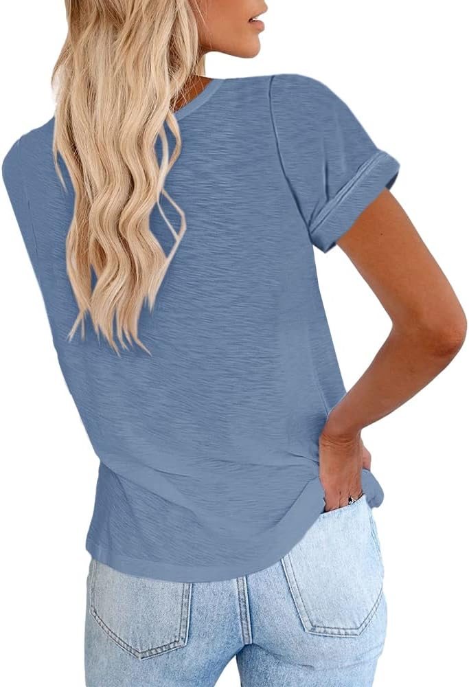 Women's Short Sleeve Shirts Crewneck Loose Casual Summer Basic Tees Tops