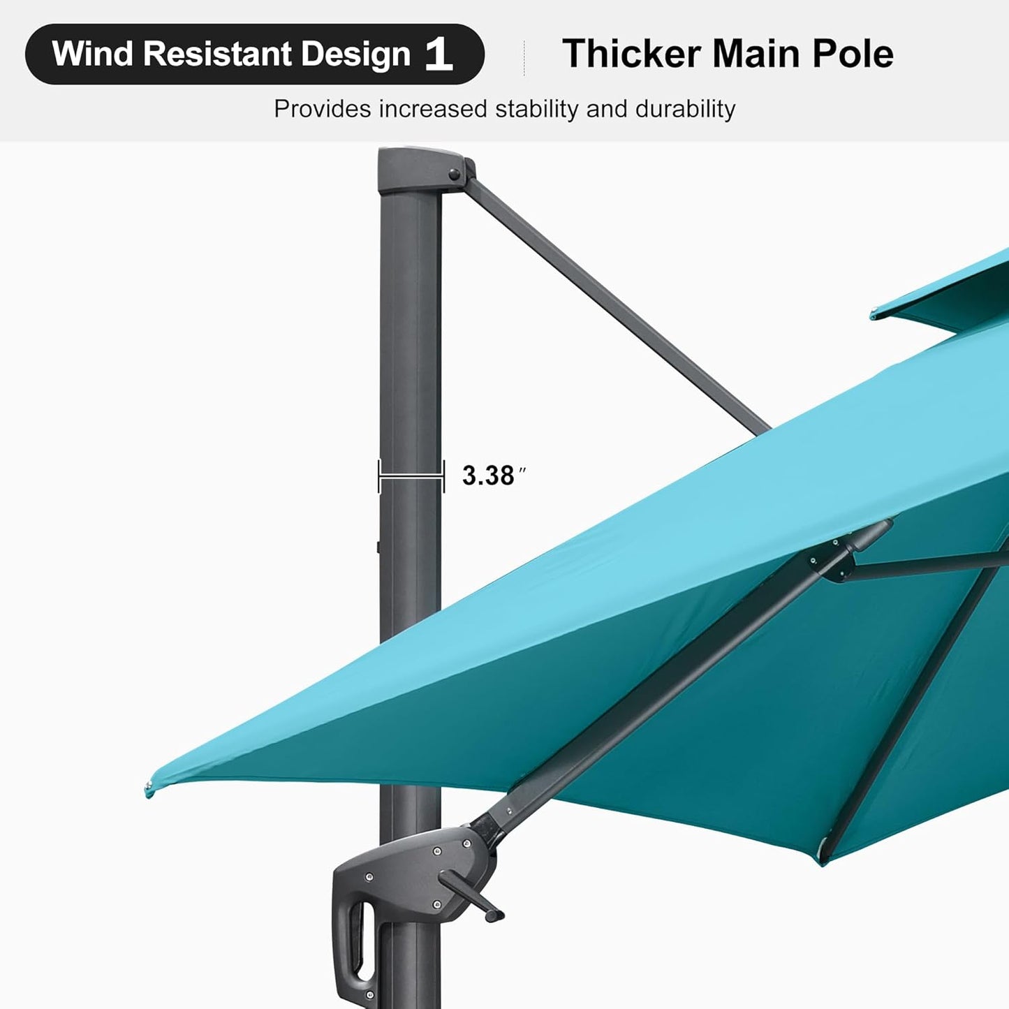 12ft Patio Umbrella with Base Large Outdoor Square Umbrella