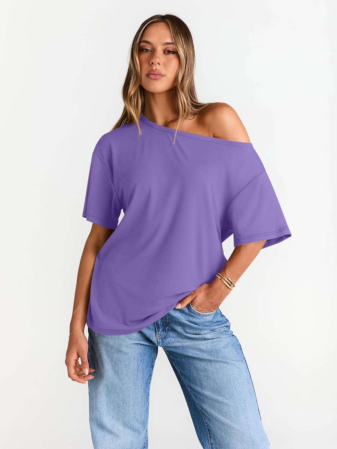 Womens Off The Shoulder Tops Oversized T-Shirts