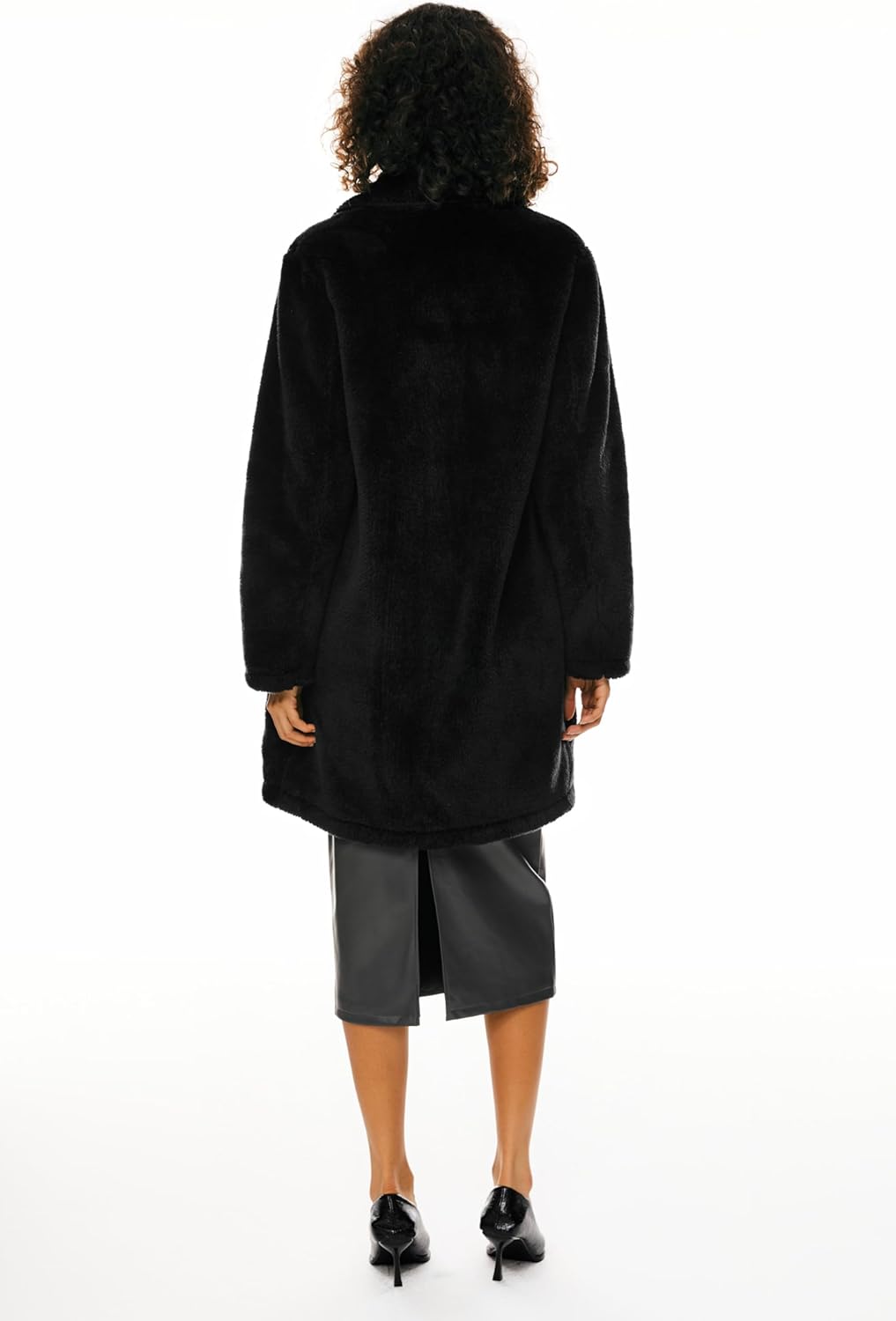 Women’s Fuzzy Fleece Faux Fur Jacket with Pockets Open Front