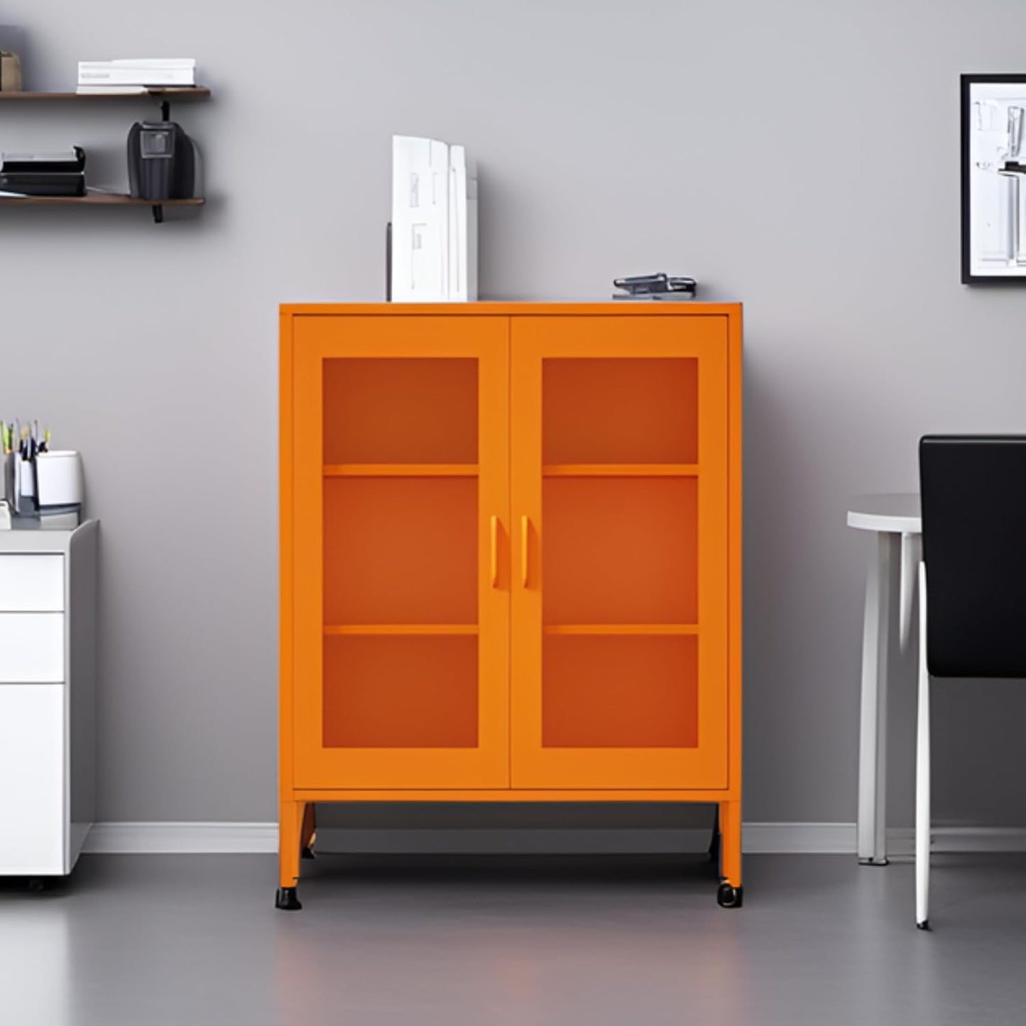2 Door Storage Sideboard Metal Storage Cabinet with 2 Adjustable Shelf