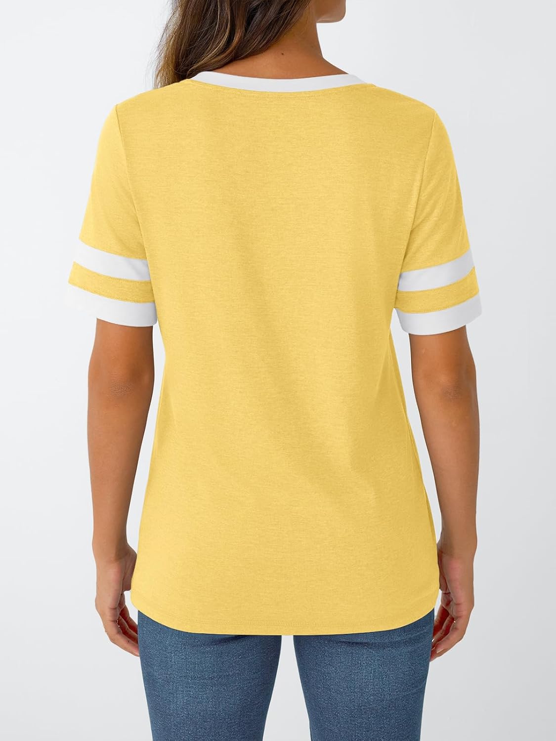 Women's Short Sleeve V Neck T Shirts Trendy Casual Spring Tops
