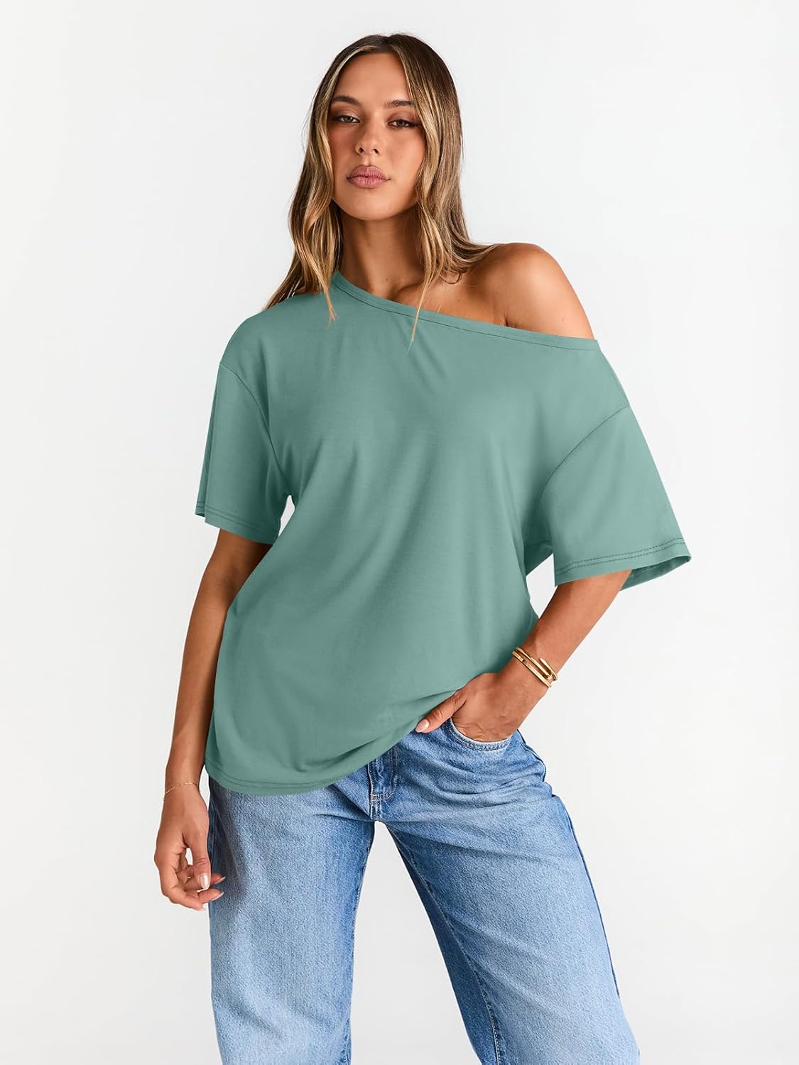 Womens Off The Shoulder Tops Oversized T-Shirts