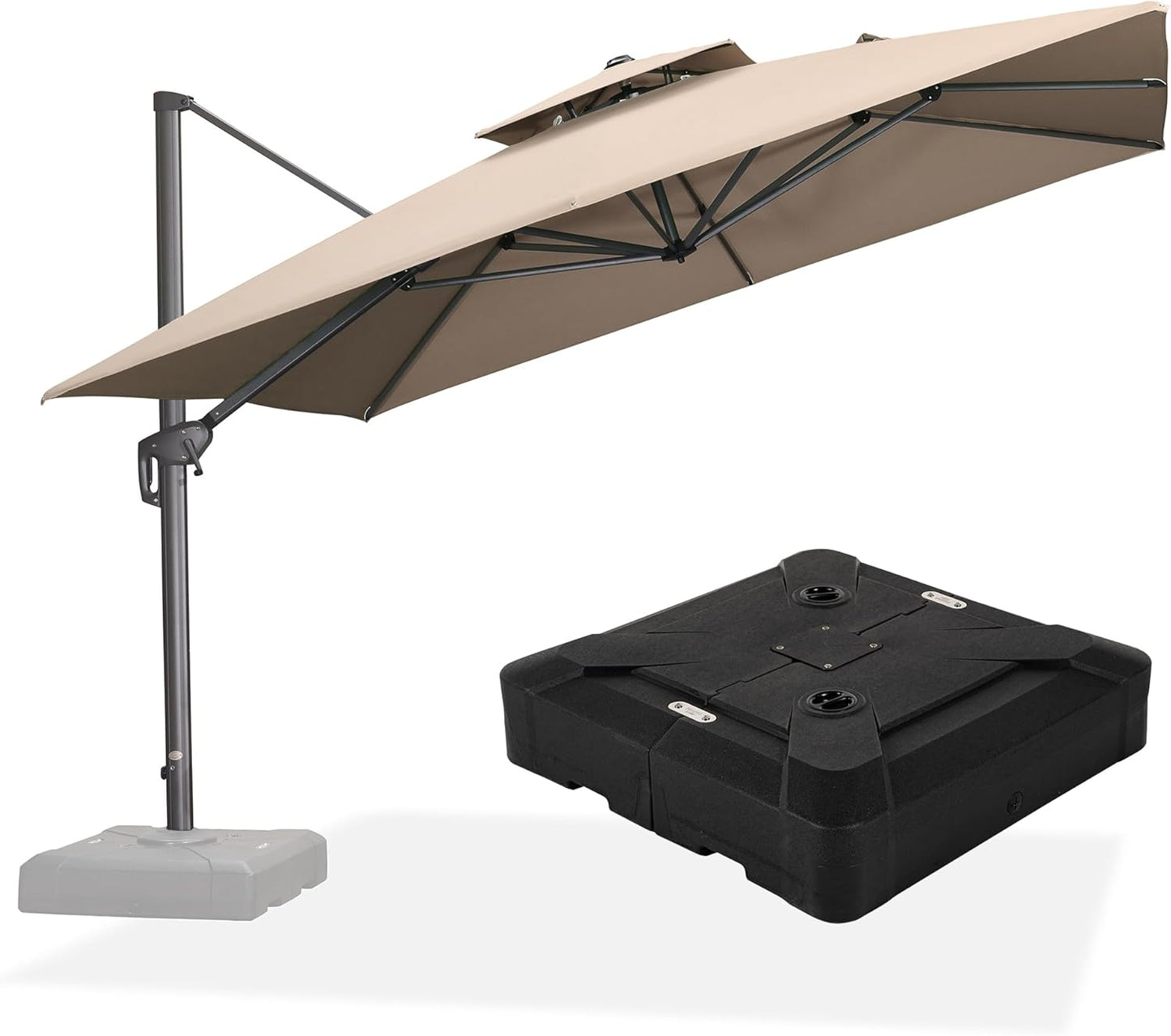 12ft Patio Umbrella with Base Large Outdoor Square Umbrella