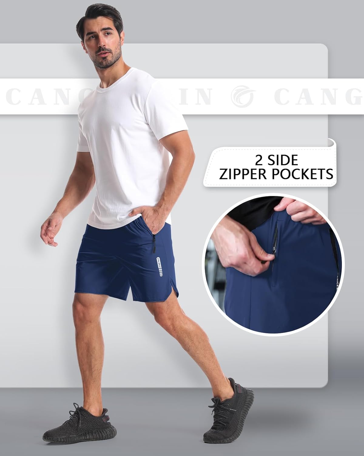 2 Pack Mens Workout Athletic Shorts 7 inch Inseam Quick Dry Hiking Shorts Men Lightweight Sports Gym Shorts Running