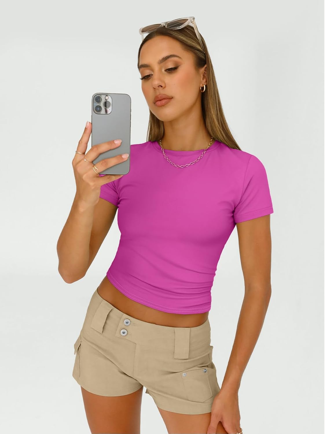 3 Piece Short Sleeve Shirts Basic Going Out Slim Fitted Crop Tops