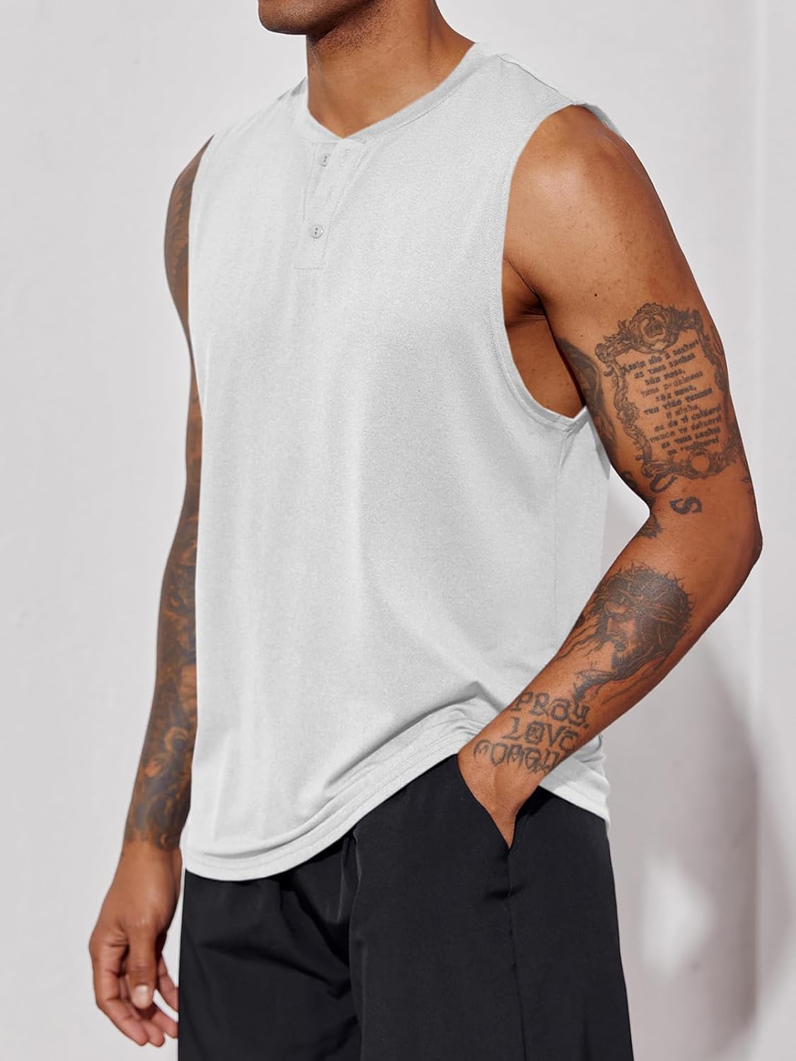 Men's Sleeveless Tank Tops Crewneck Solid Loose Fit Shirt