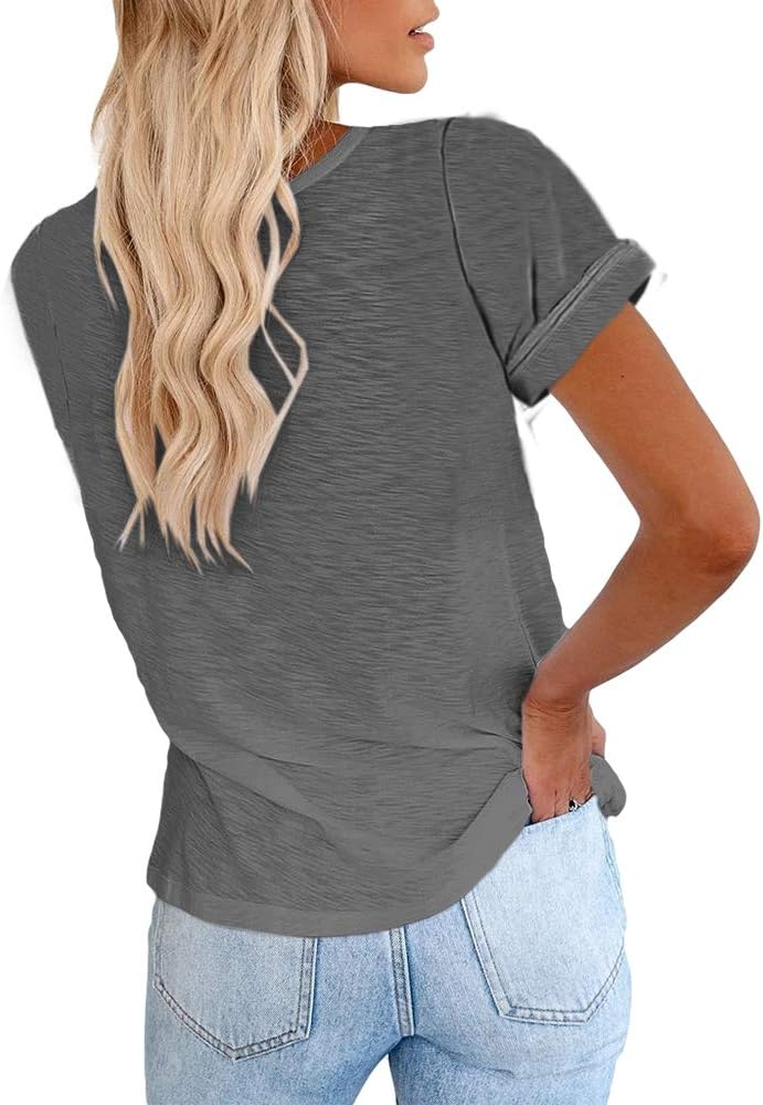 Women's Short Sleeve Shirts Crewneck Loose Casual Summer Basic Tees Tops