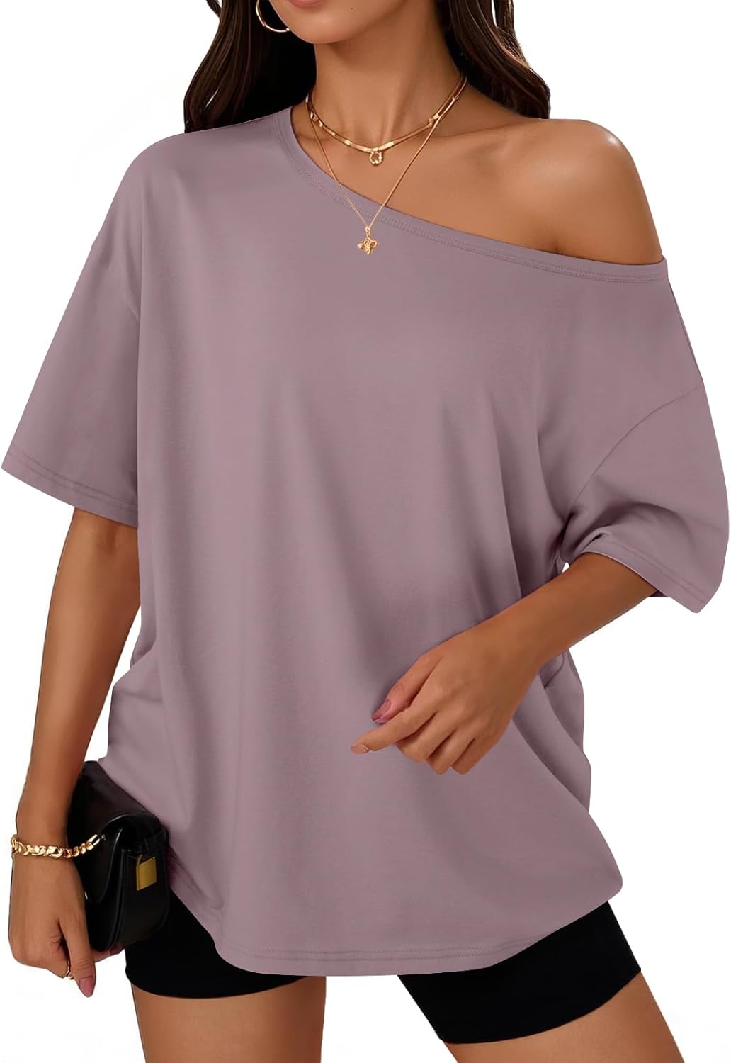 Womens Off The Shoulder Tops Oversized T-Shirts
