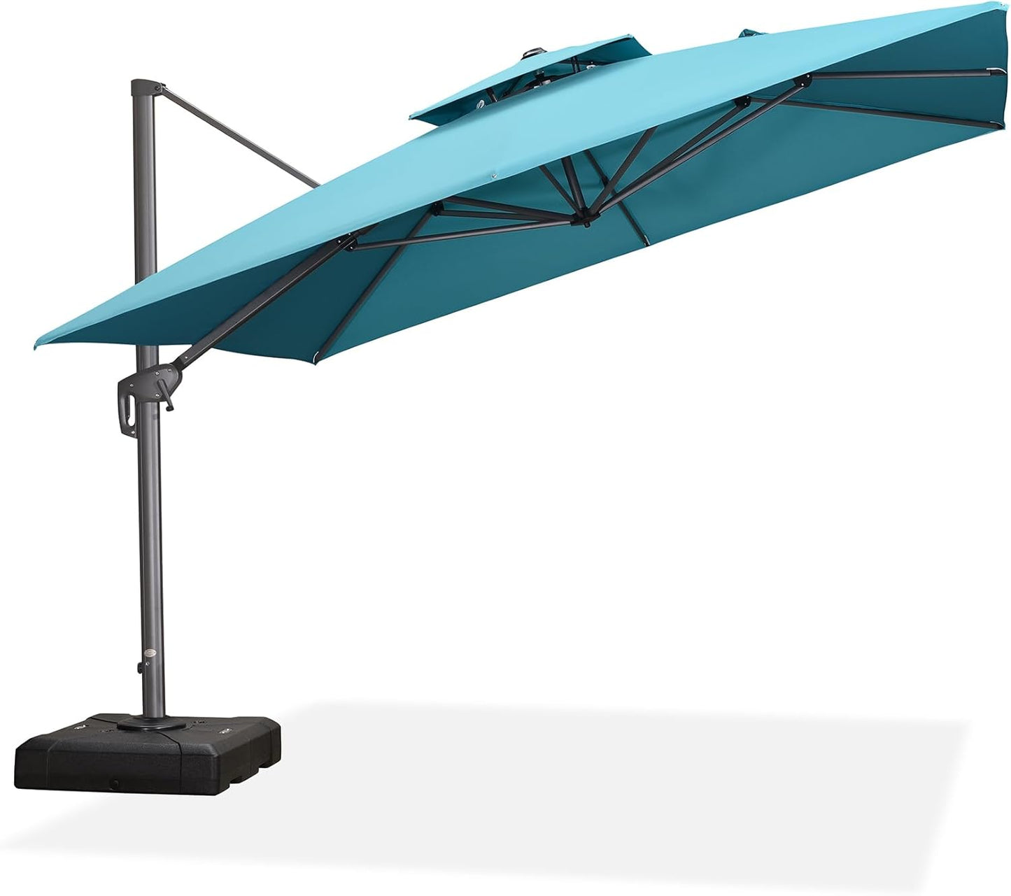 12ft Patio Umbrella with Base Large Outdoor Square Umbrella