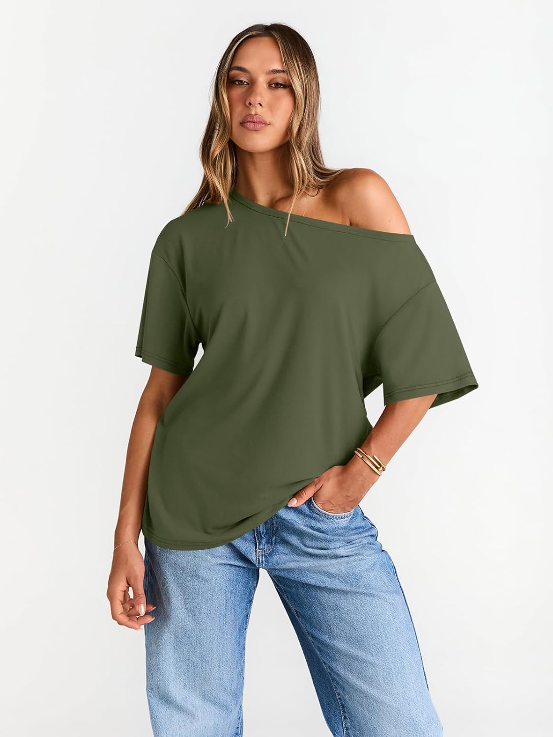 Womens Off The Shoulder Tops Oversized T-Shirts