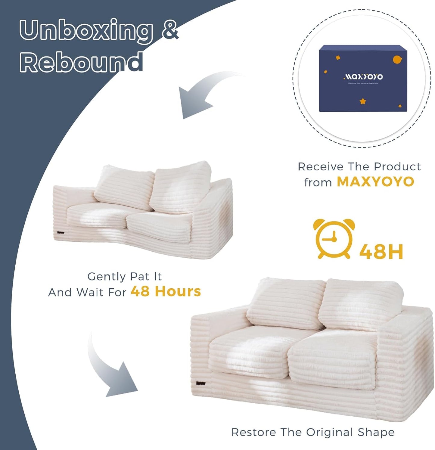 Plush Giant Bean Bag Sofa for Adults Floor Loveseat Chair with Armrests White