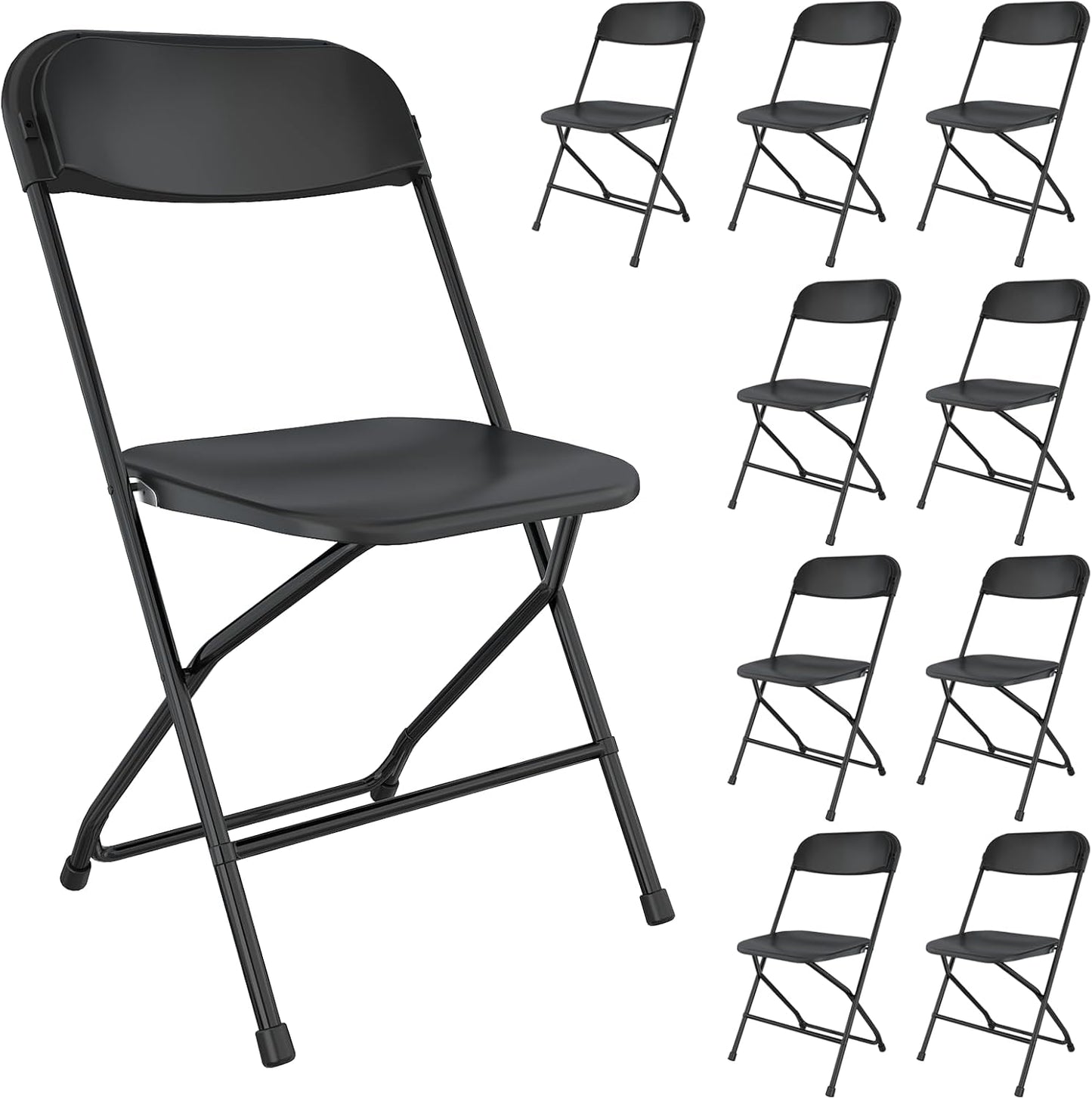 10 Pack White Folding Chairs Portable Party Chairs