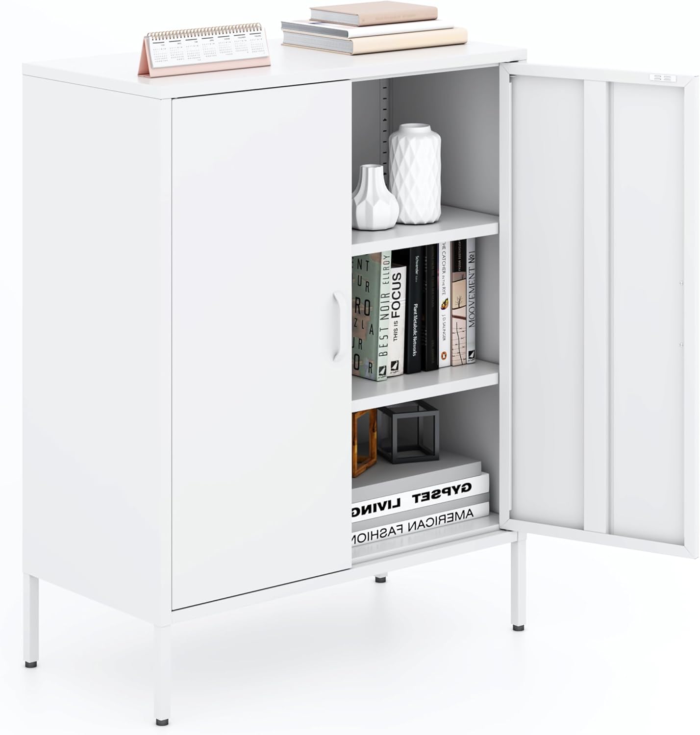2 Door Storage Sideboard Metal Storage Cabinet with 2 Adjustable Shelf