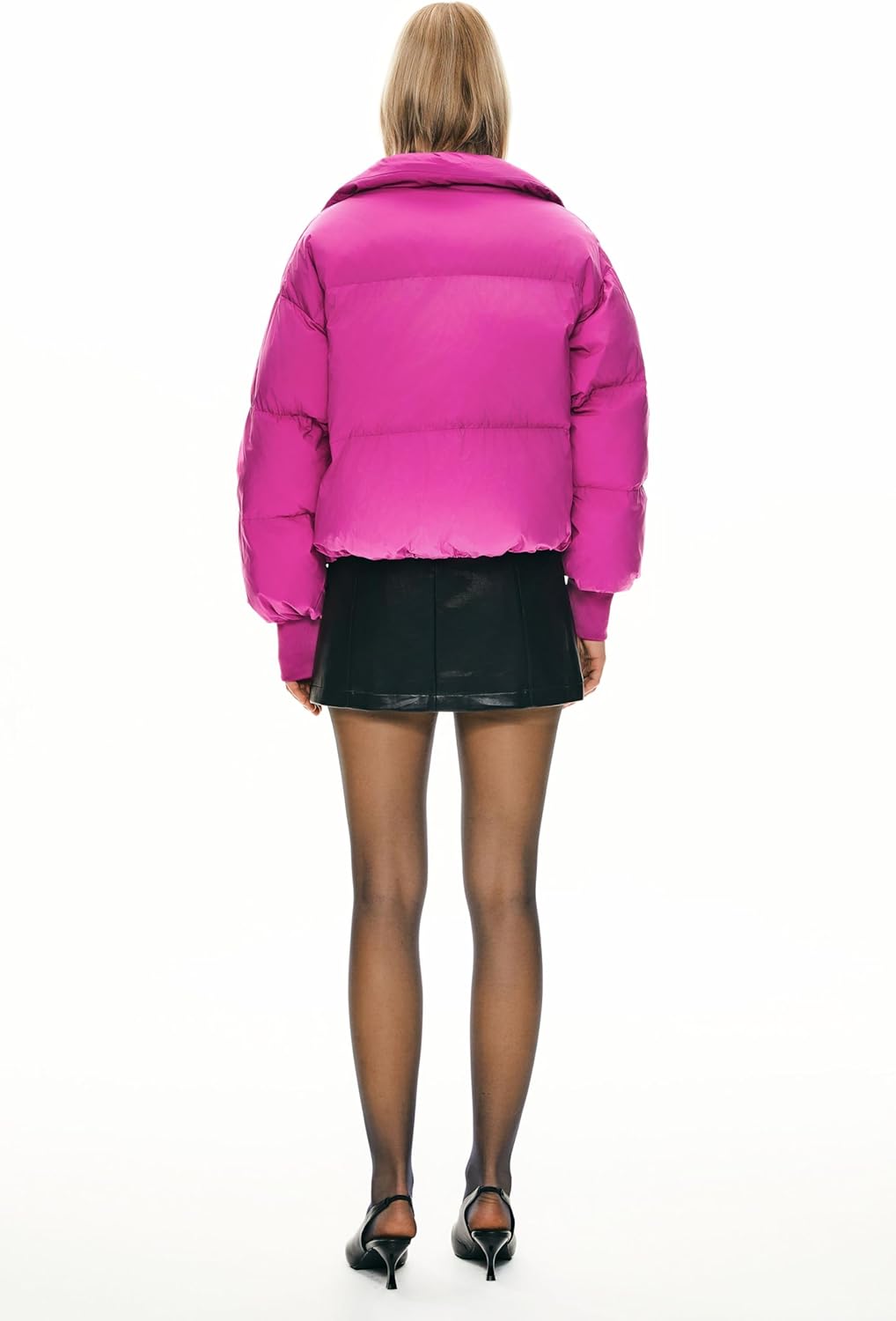 Womens Winter Oversized Cropped Puffer Jacket Zip Up Short Down Coat