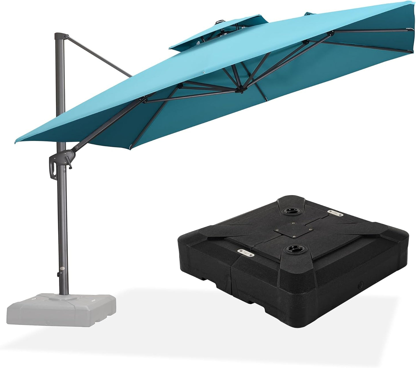 12ft Patio Umbrella with Base Large Outdoor Square Umbrella