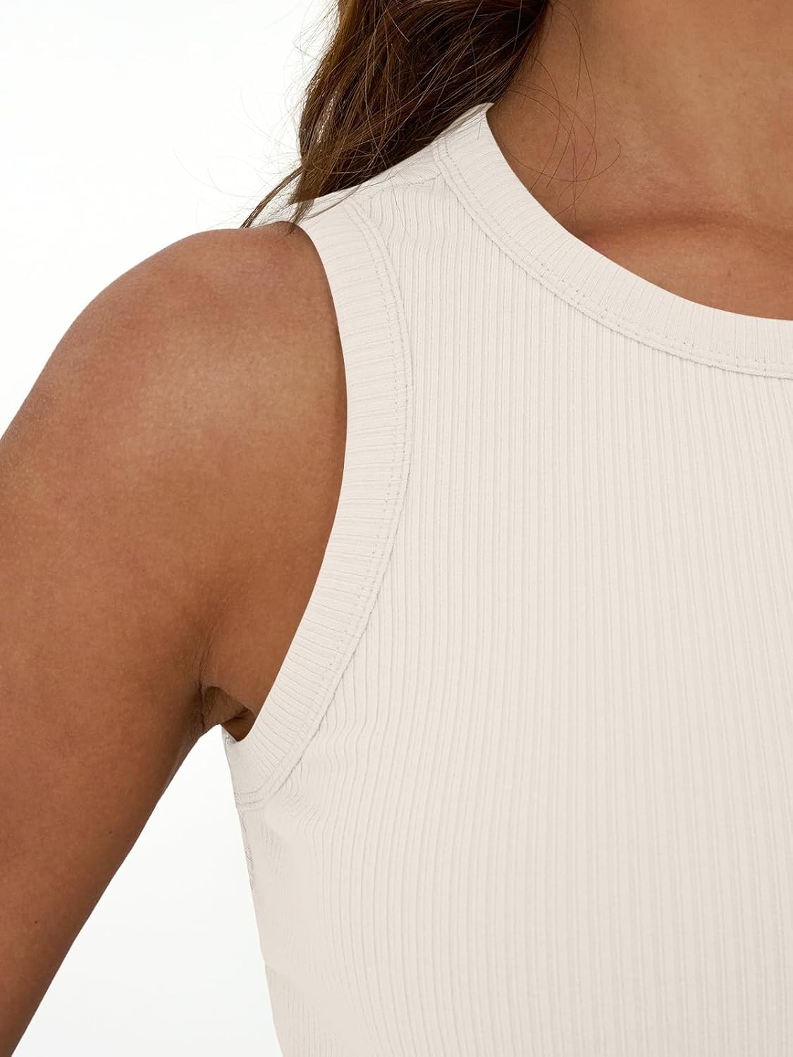 Womens Tank Tops Summer Workout Ribbed Sleeveless High Neck