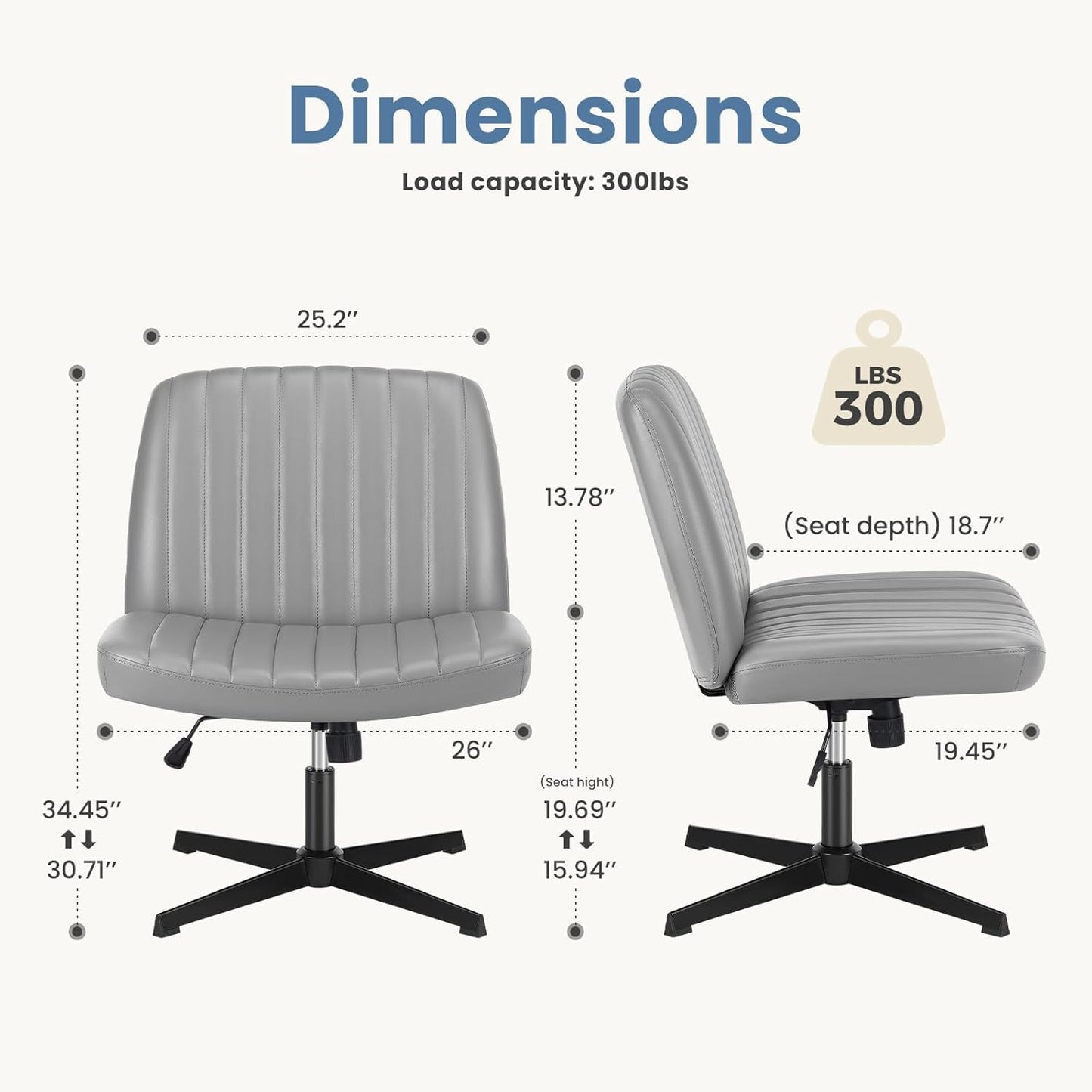 DUMOS Criss Cross Chair Legged Office Wide Comfy Desk Seat
