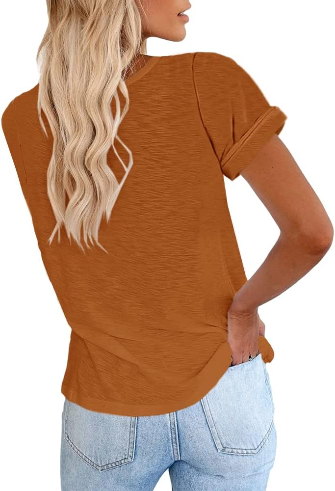 Women's Short Sleeve Shirts Crewneck Loose Casual Summer Basic Tees Tops