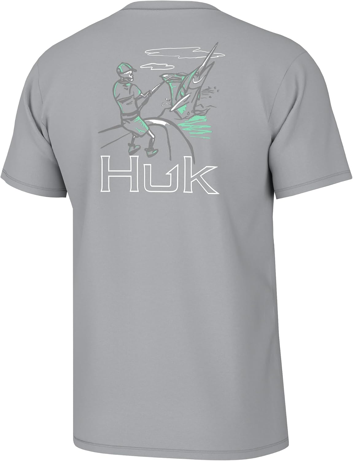 Men Fishing Graphic Tee Performance Short Sleeve Quick-Dry