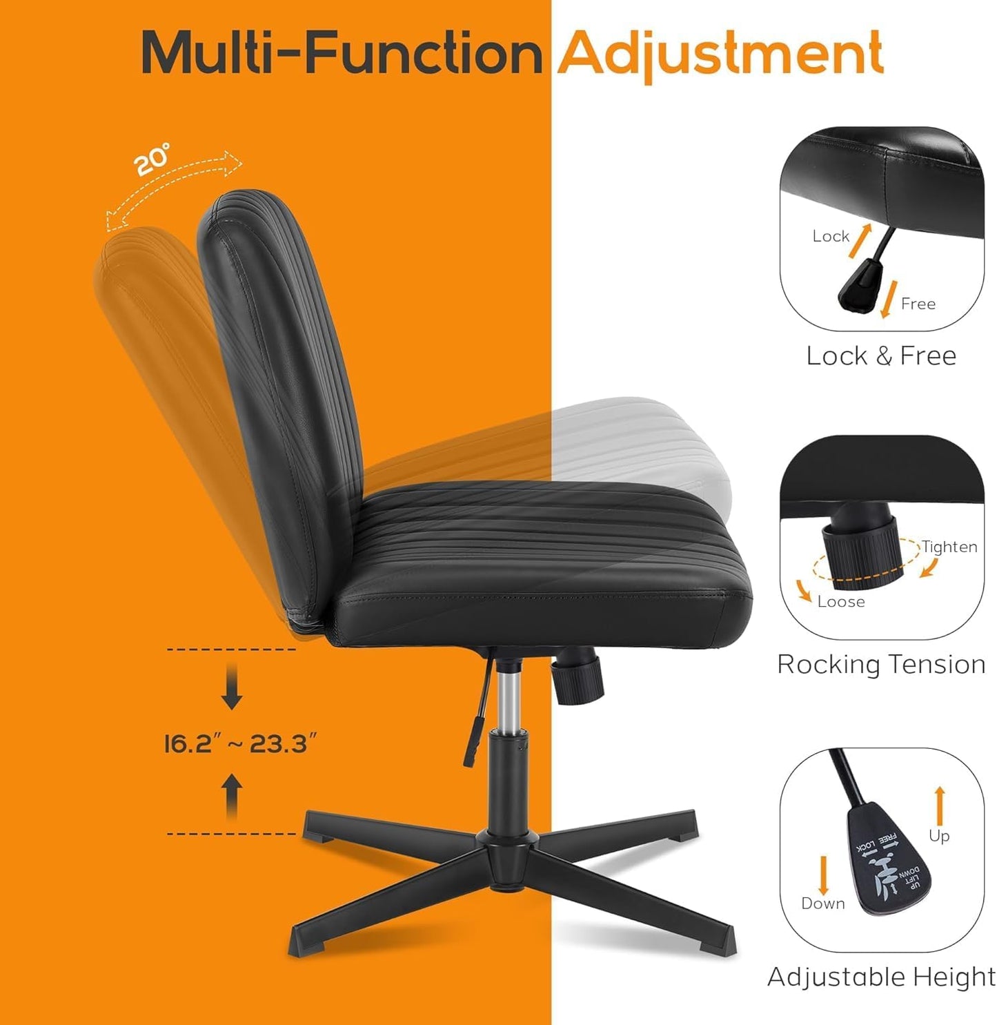 DUMOS Criss Cross Chair Legged Office Wide Comfy Desk Seat