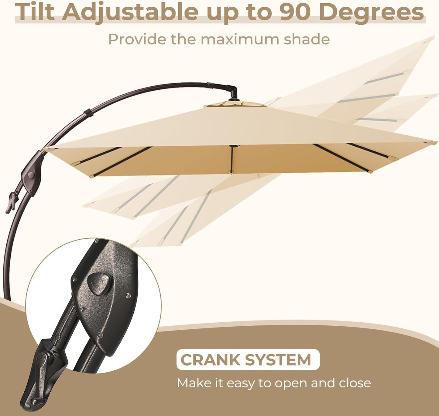 12FT Outdoor Offset Cantilever Umbrella with Base Champagne