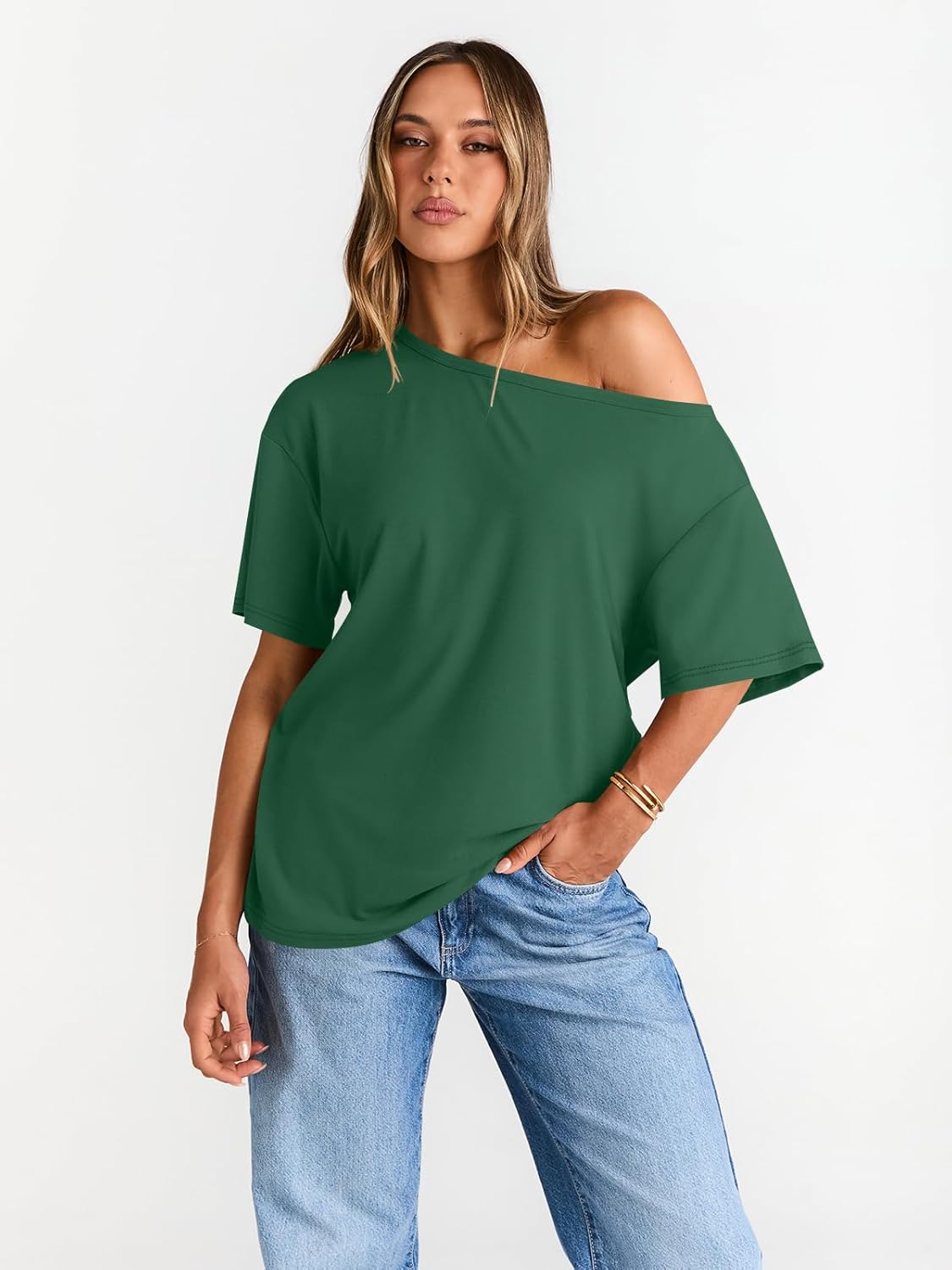 Womens Off The Shoulder Tops Oversized T-Shirts