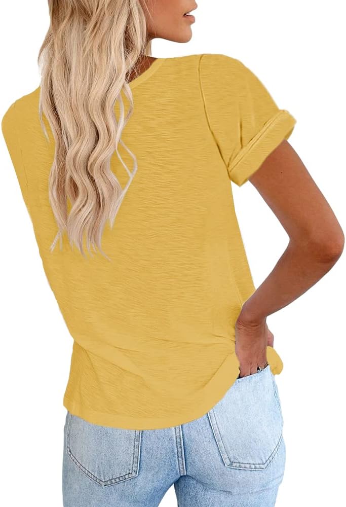 Women's Short Sleeve Shirts Crewneck Loose Casual Summer Basic Tees Tops