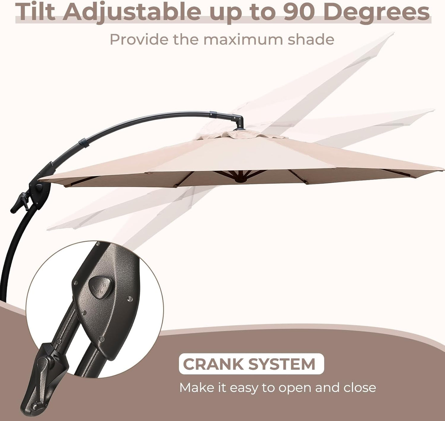 12FT Outdoor Offset Cantilever Umbrella with Base Champagne