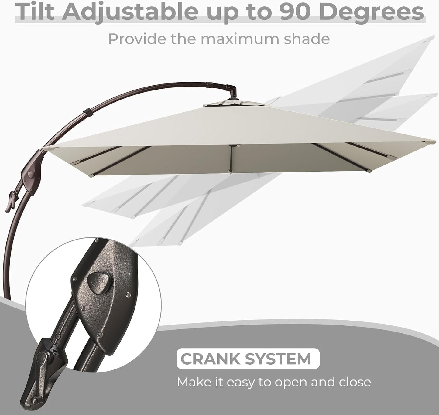 12FT Outdoor Offset Cantilever Umbrella with Base Champagne
